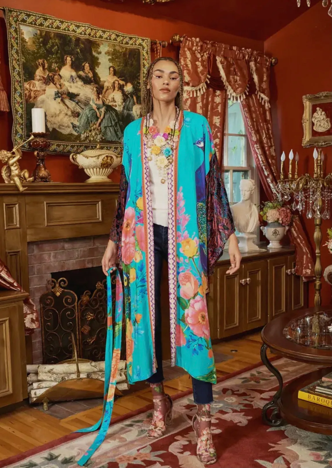 Peacock Kimono - Turquoise