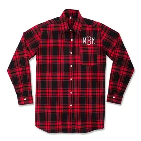 Personalized Embroidered Red Plaid Boyfriend Shirt For Bridesmaids