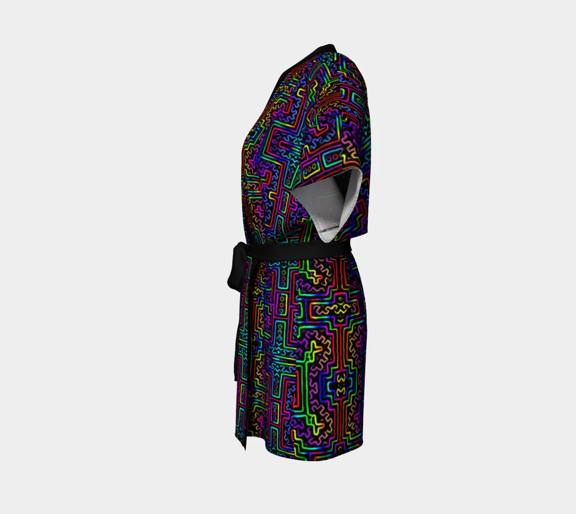 Prismatic Overlay Kimono Robe