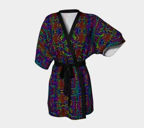 Prismatic Overlay Kimono Robe