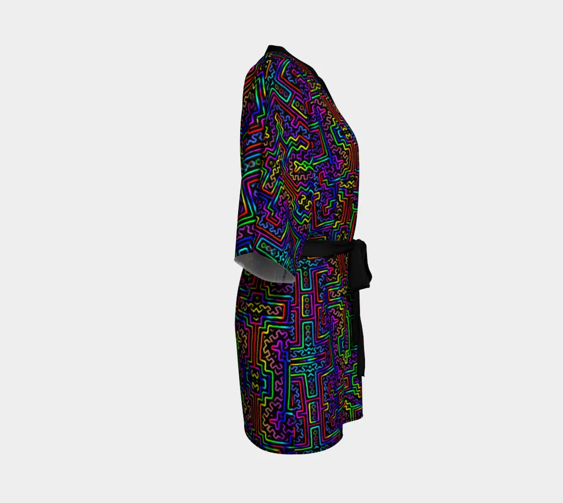 Prismatic Overlay Kimono Robe