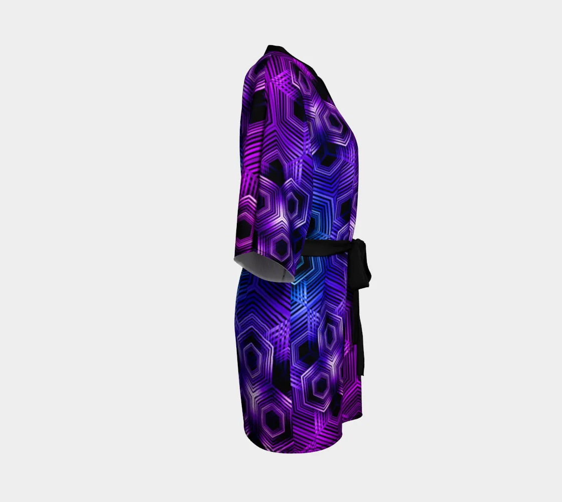 Purple Hexagon Pattern | Kimono Robe | Yantrart Design