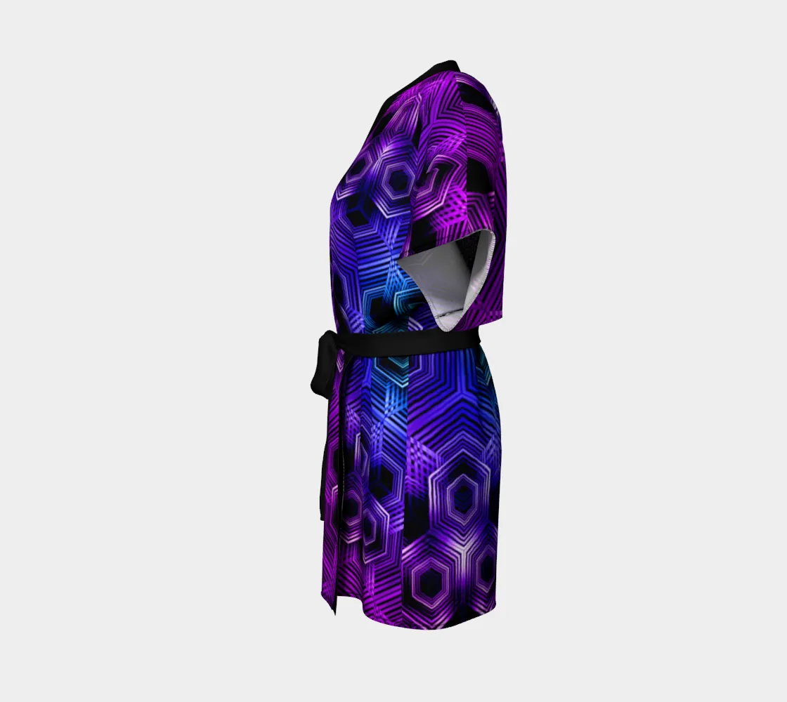 Purple Hexagon Pattern | Kimono Robe | Yantrart Design