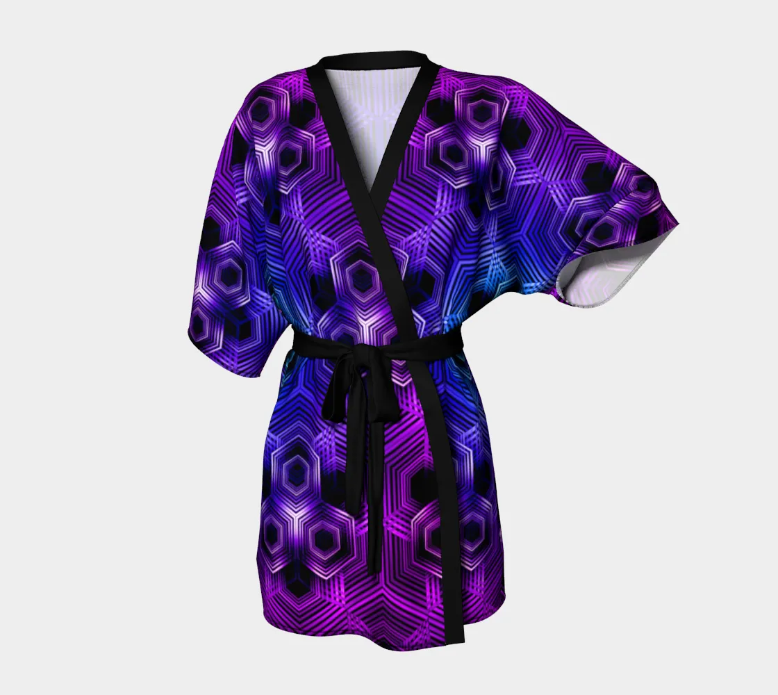 Purple Hexagon Pattern | Kimono Robe | Yantrart Design