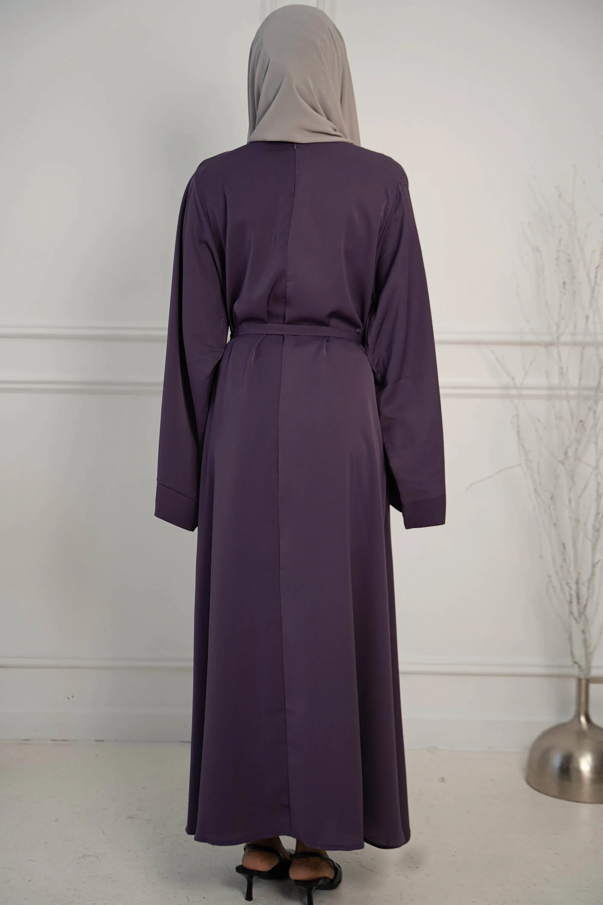 Purple Kimono Sleeve Abaya Maxi Dress