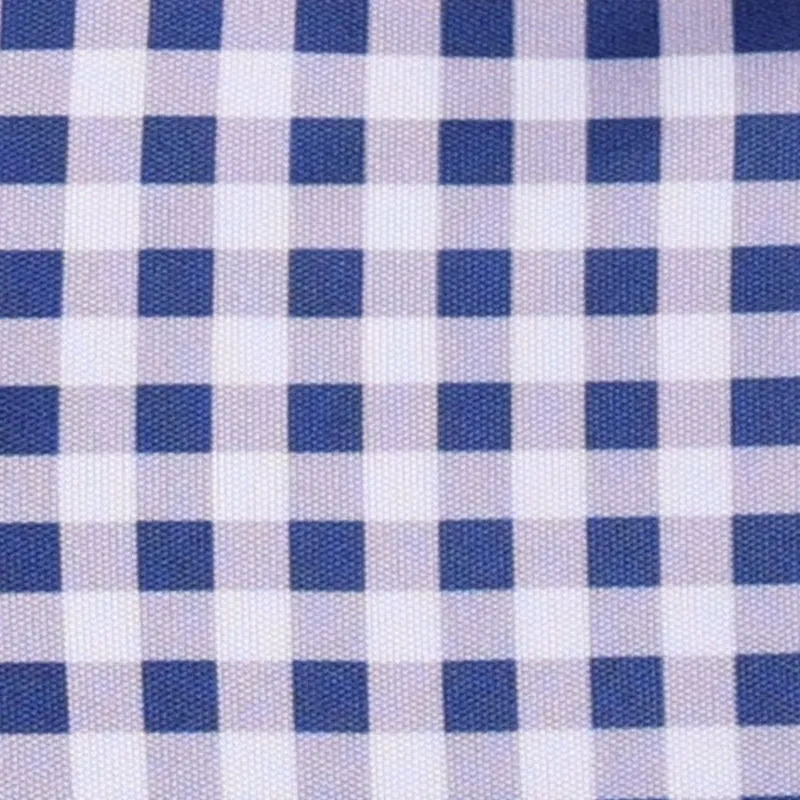 Quattro Flex Dress Shirt with Semi-Spread Collar Navy Gingham