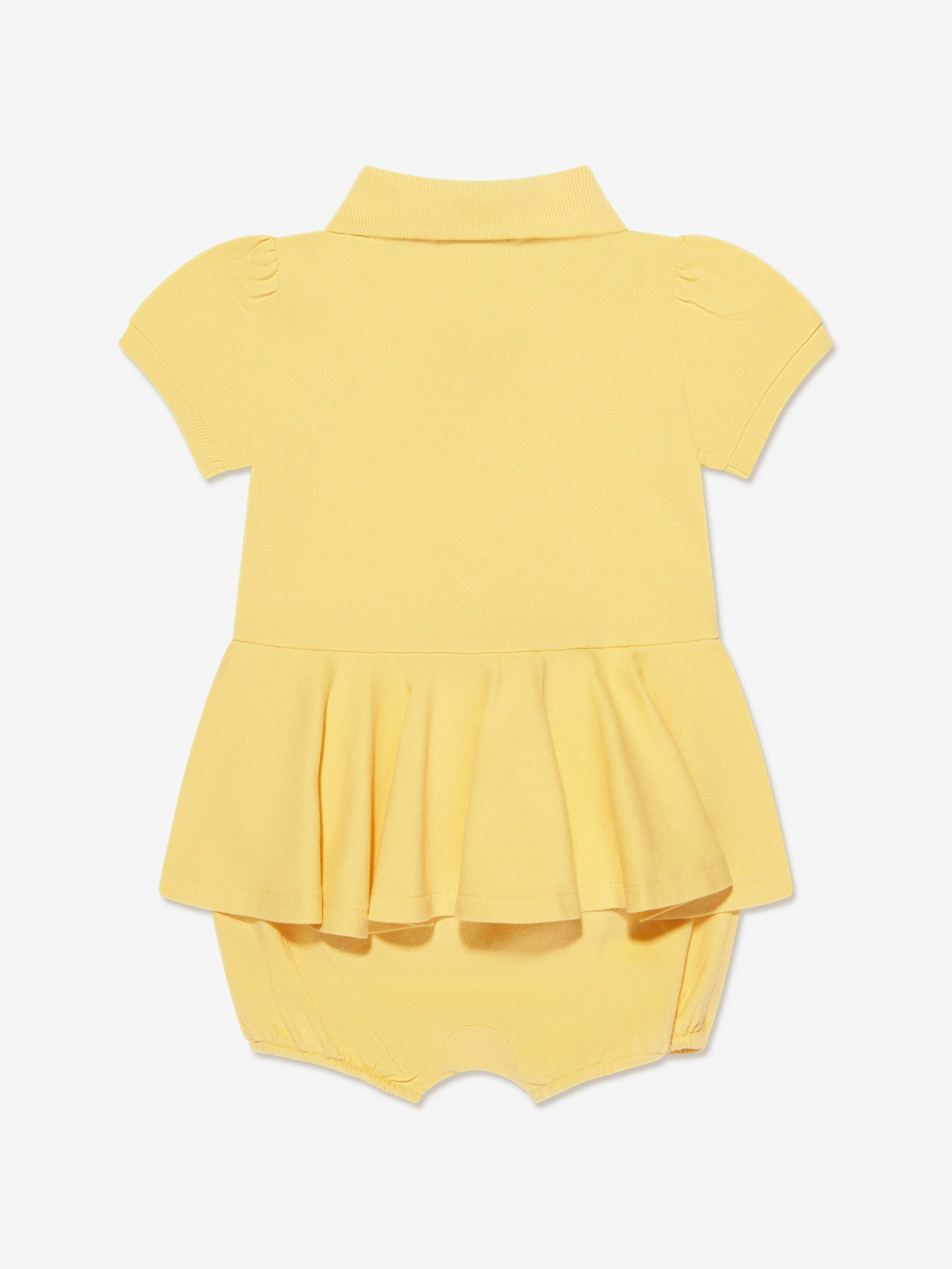 Ralph Lauren Baby Girls Peplum Bubble Romper in Yellow