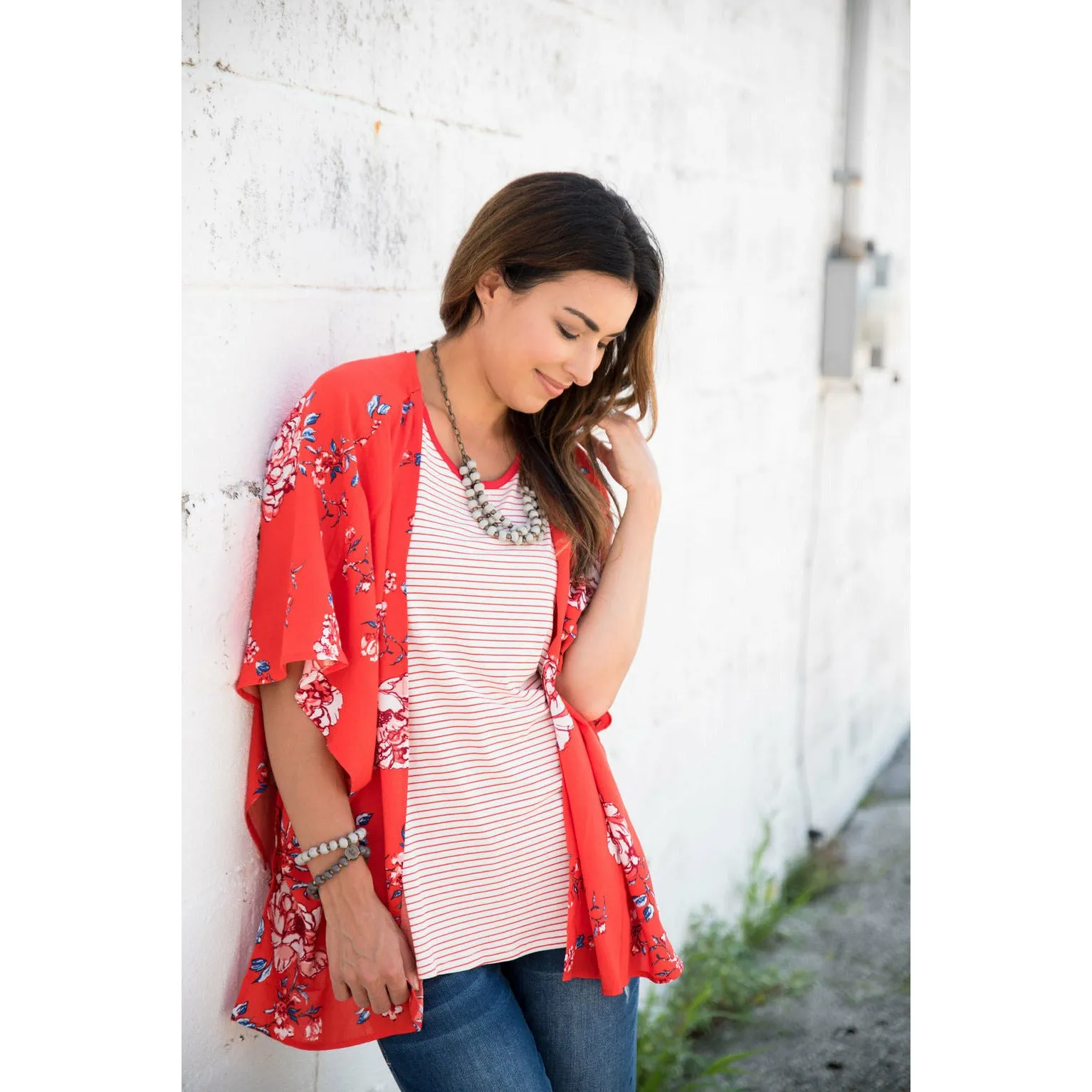 Red Floral Kimono