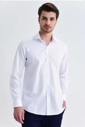 Regular Fit Cotton Long Sleeve White Dress Shirt