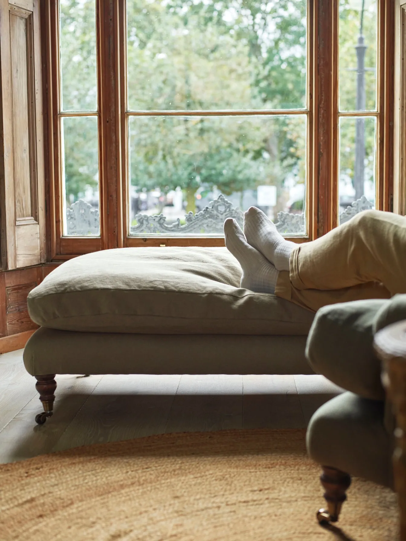 Remy Footstool, Natural Wool