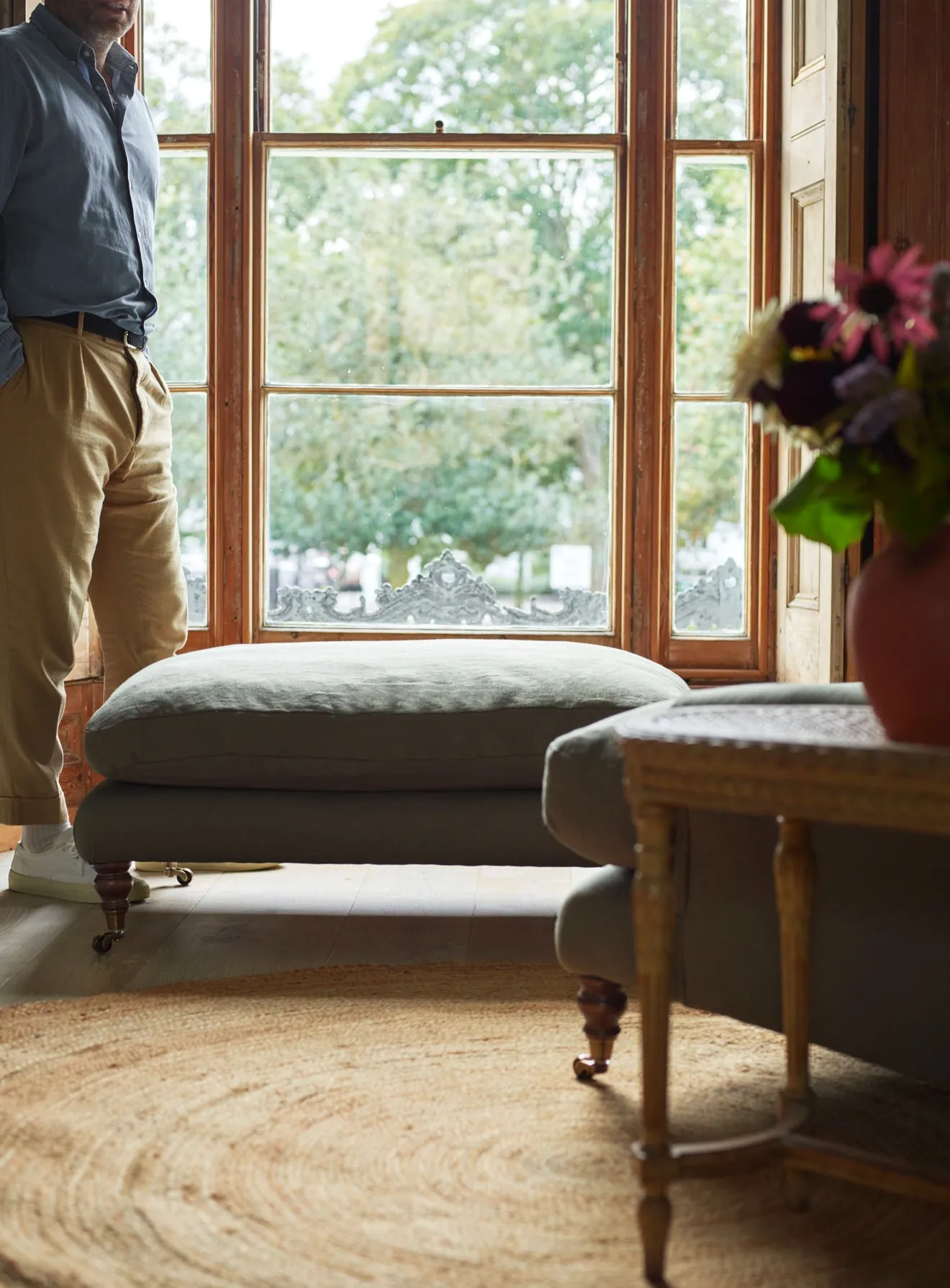 Remy Footstool, Natural Wool