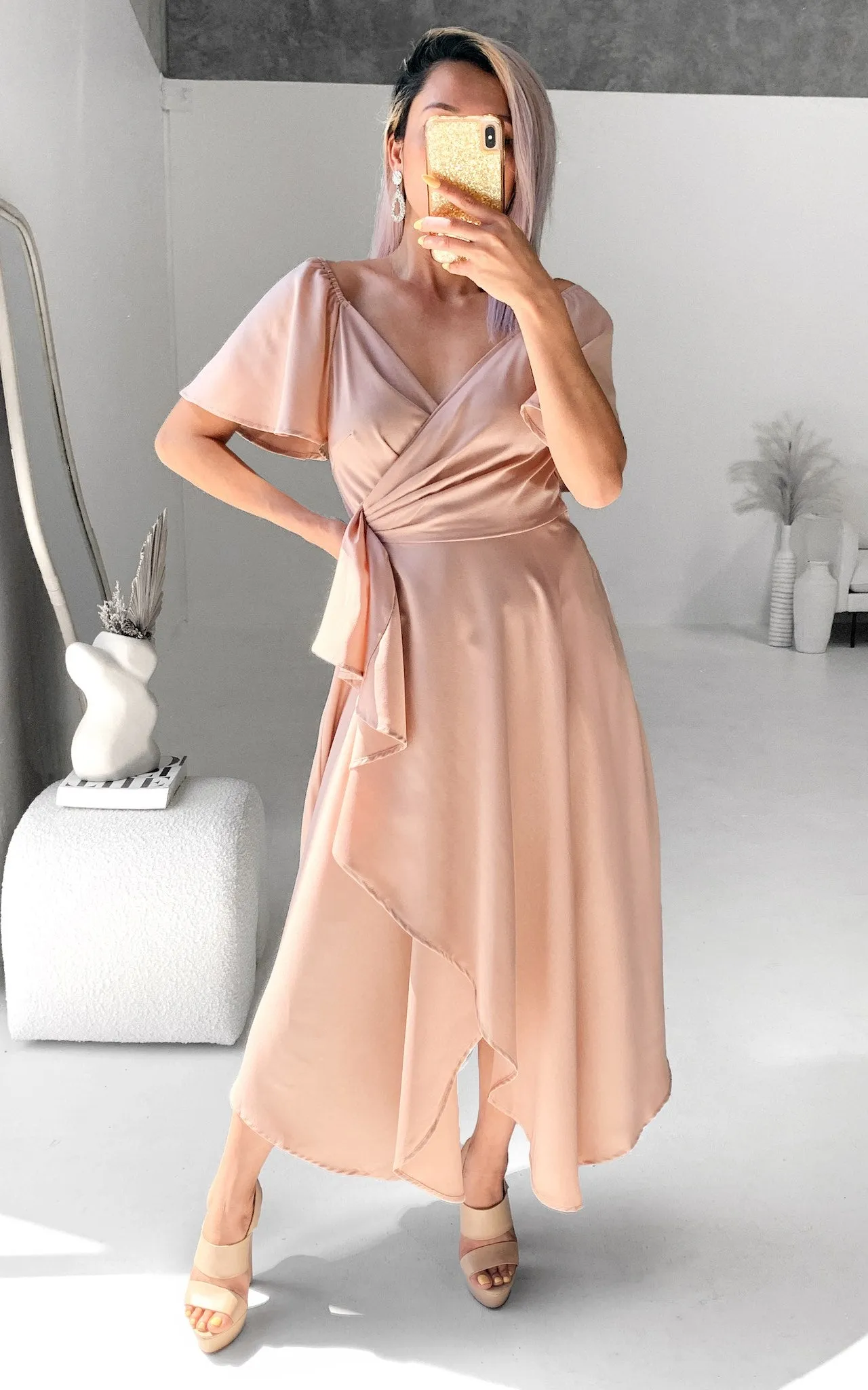 Rossetti Wrap Maxi Dress - Rose Gold