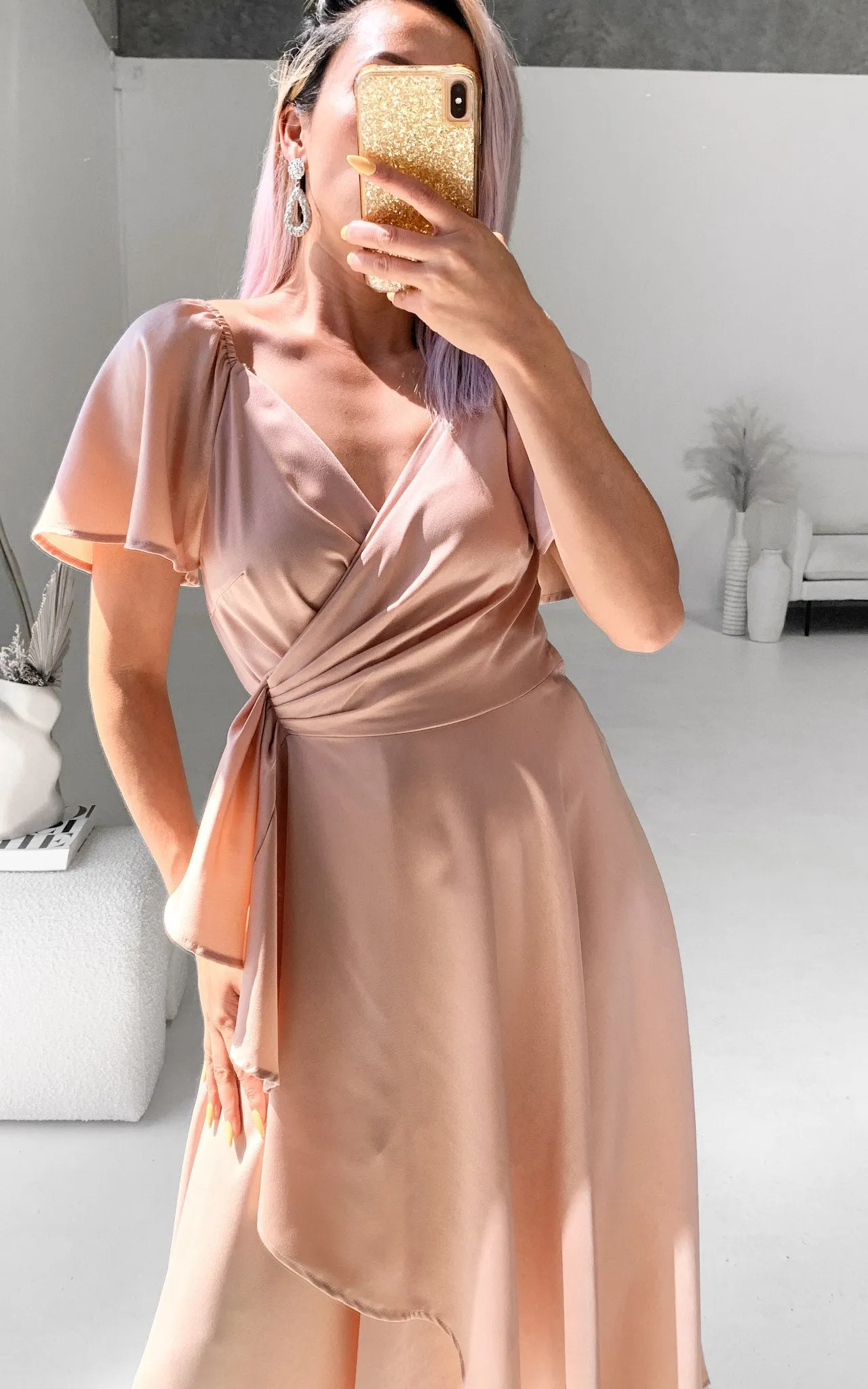 Rossetti Wrap Maxi Dress - Rose Gold