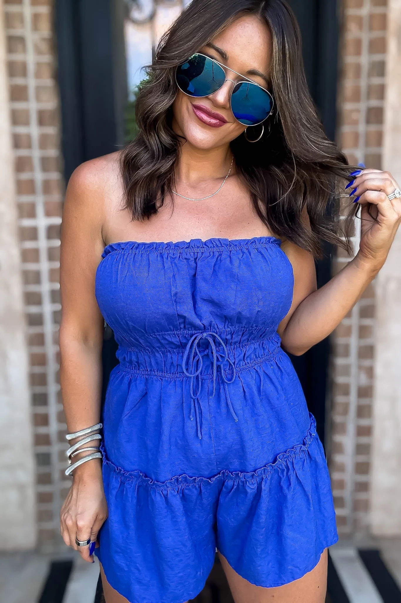 Royal Blue Flare Tube Romper