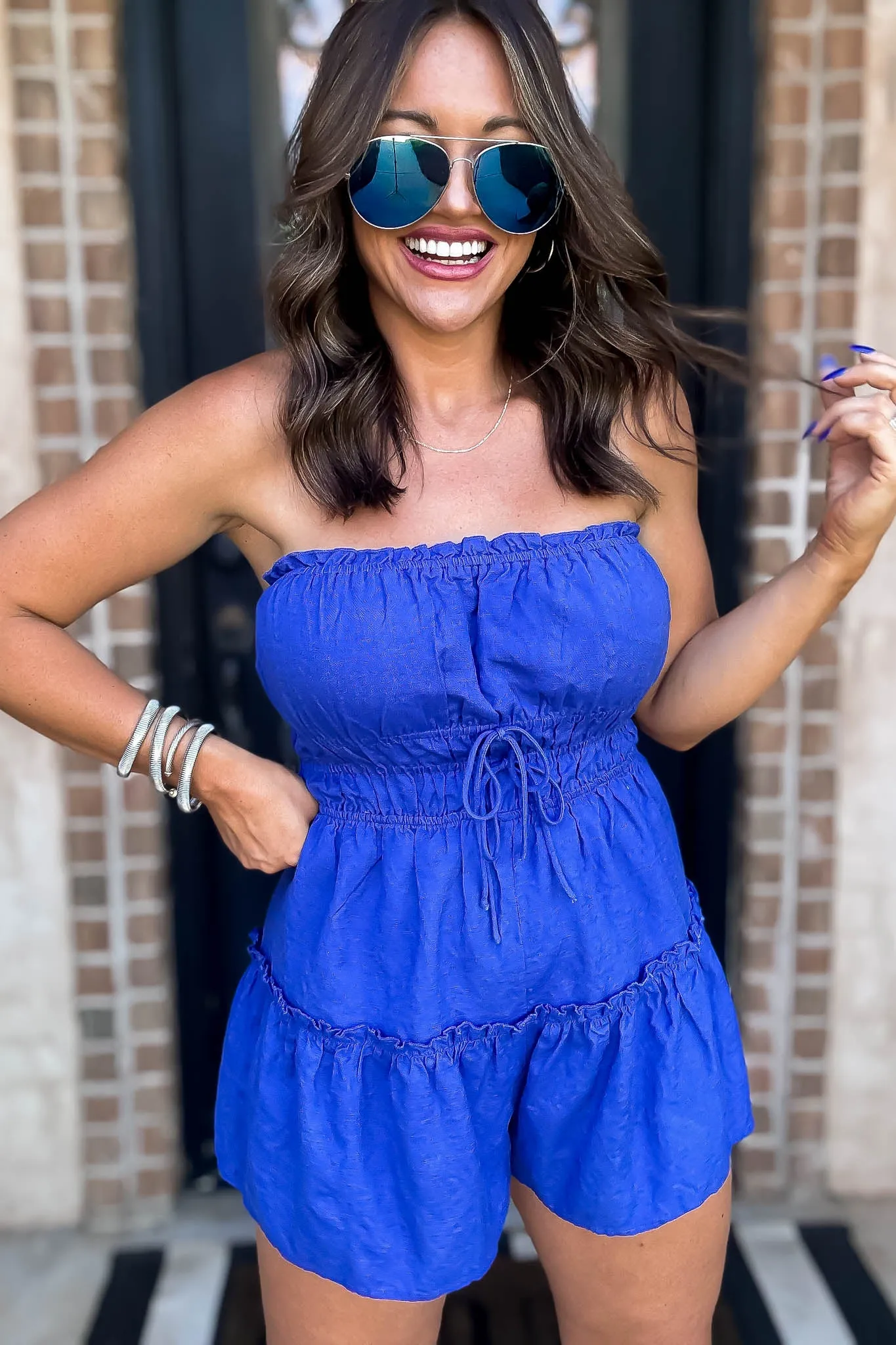 Royal Blue Flare Tube Romper