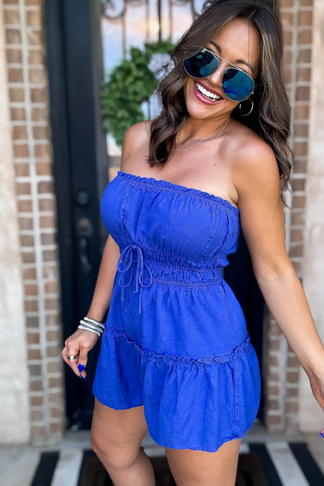 Royal Blue Flare Tube Romper