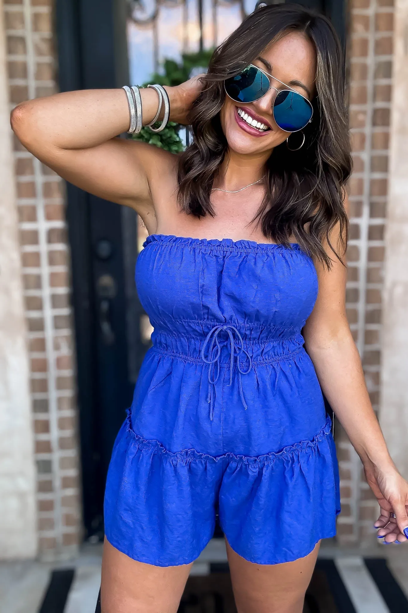 Royal Blue Flare Tube Romper