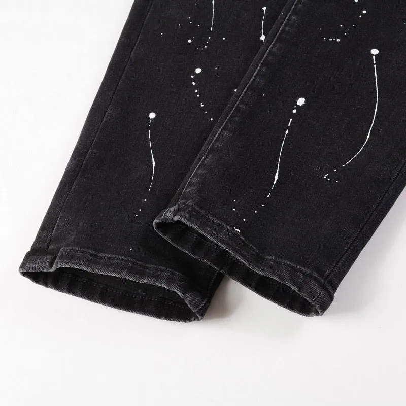 Ruby Distressed Rhinestone Slim Black Jeans