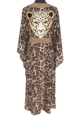 Safari - Grey Leo Kimono Panther (Light Taupe) - Long