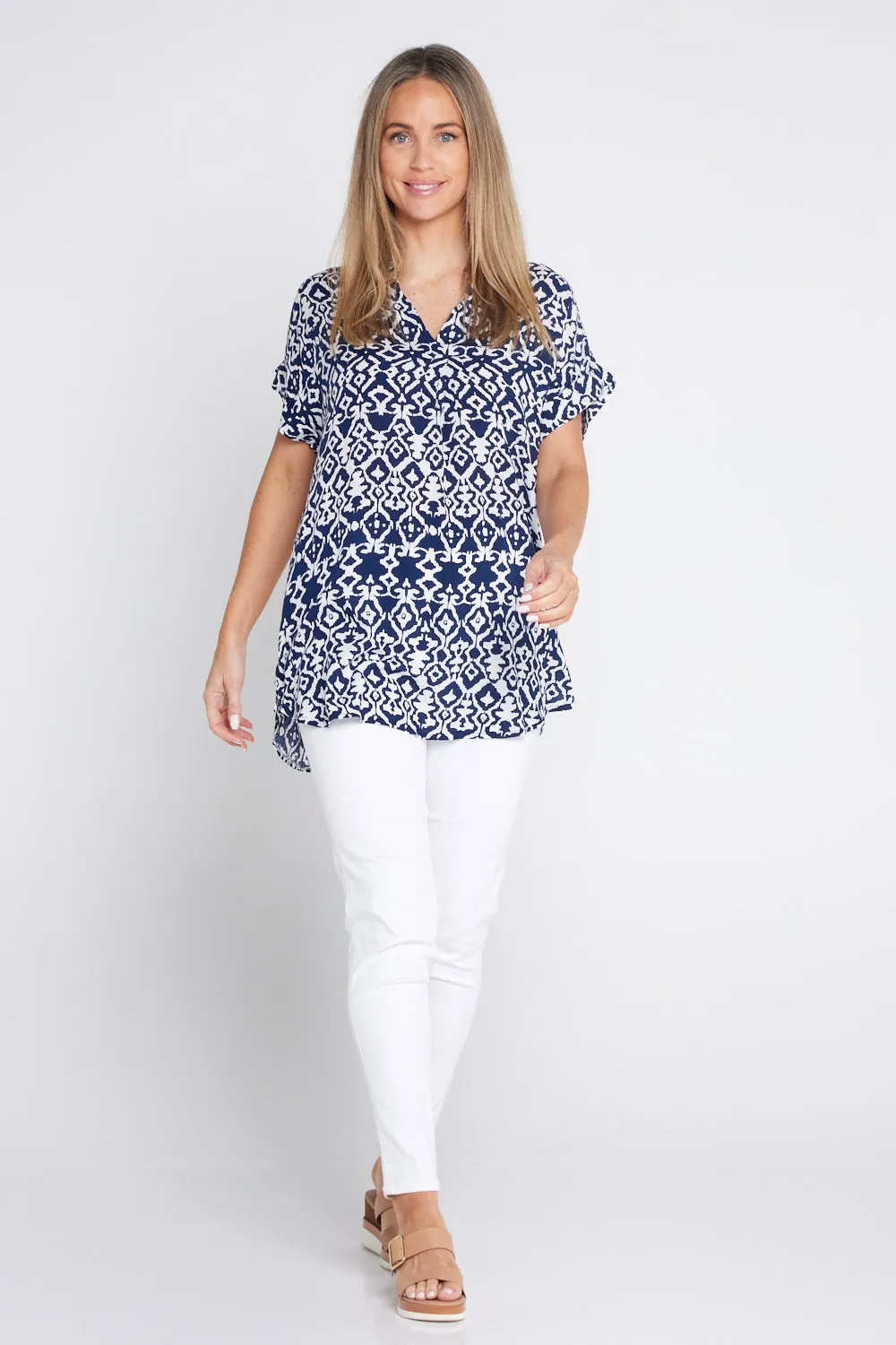 Safiya Top - Navy/White