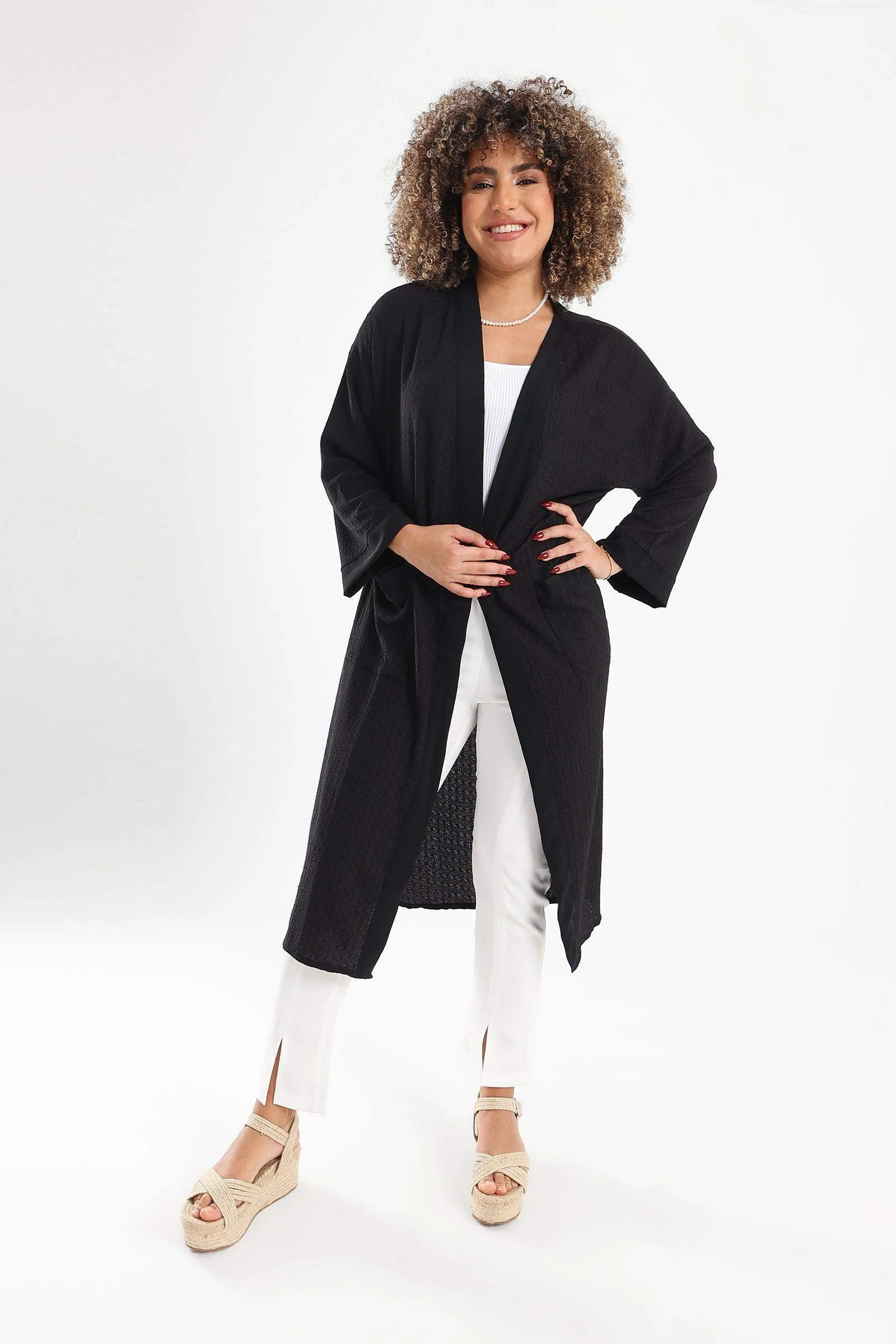 Self Pattern Open Front Kimono