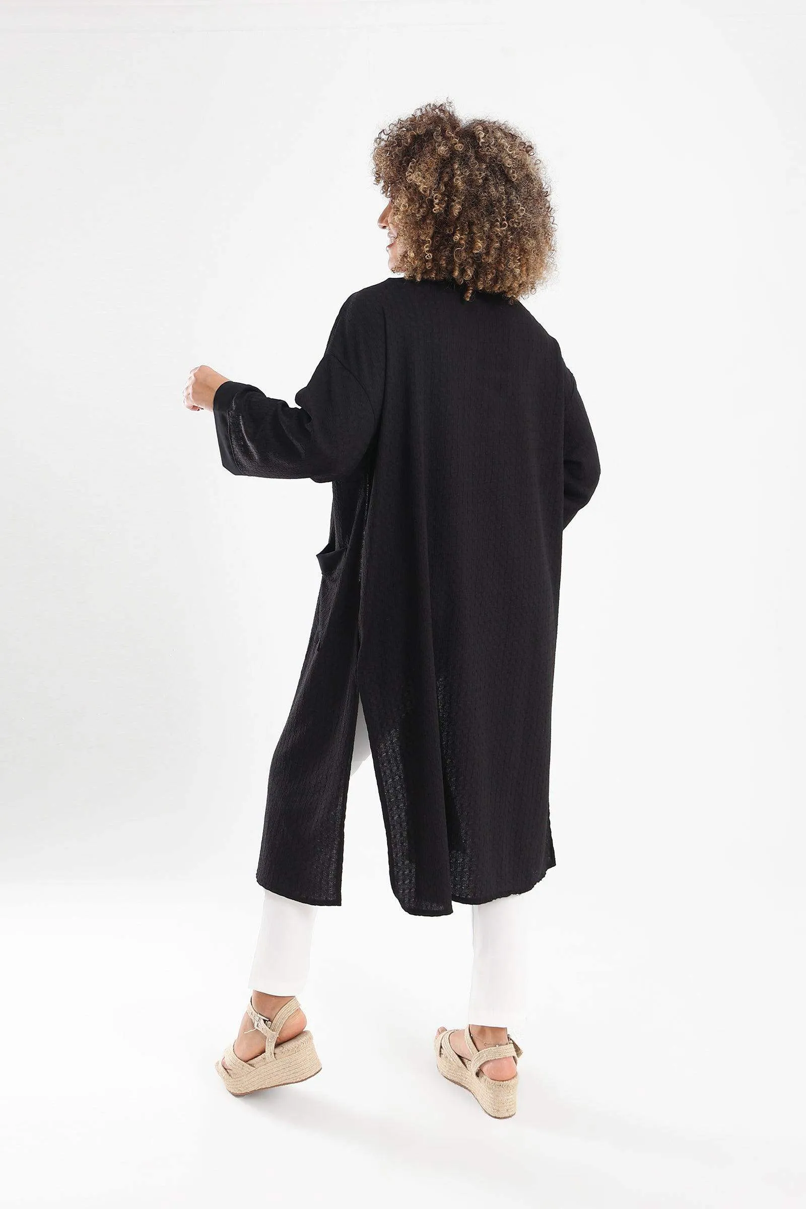 Self Pattern Open Front Kimono