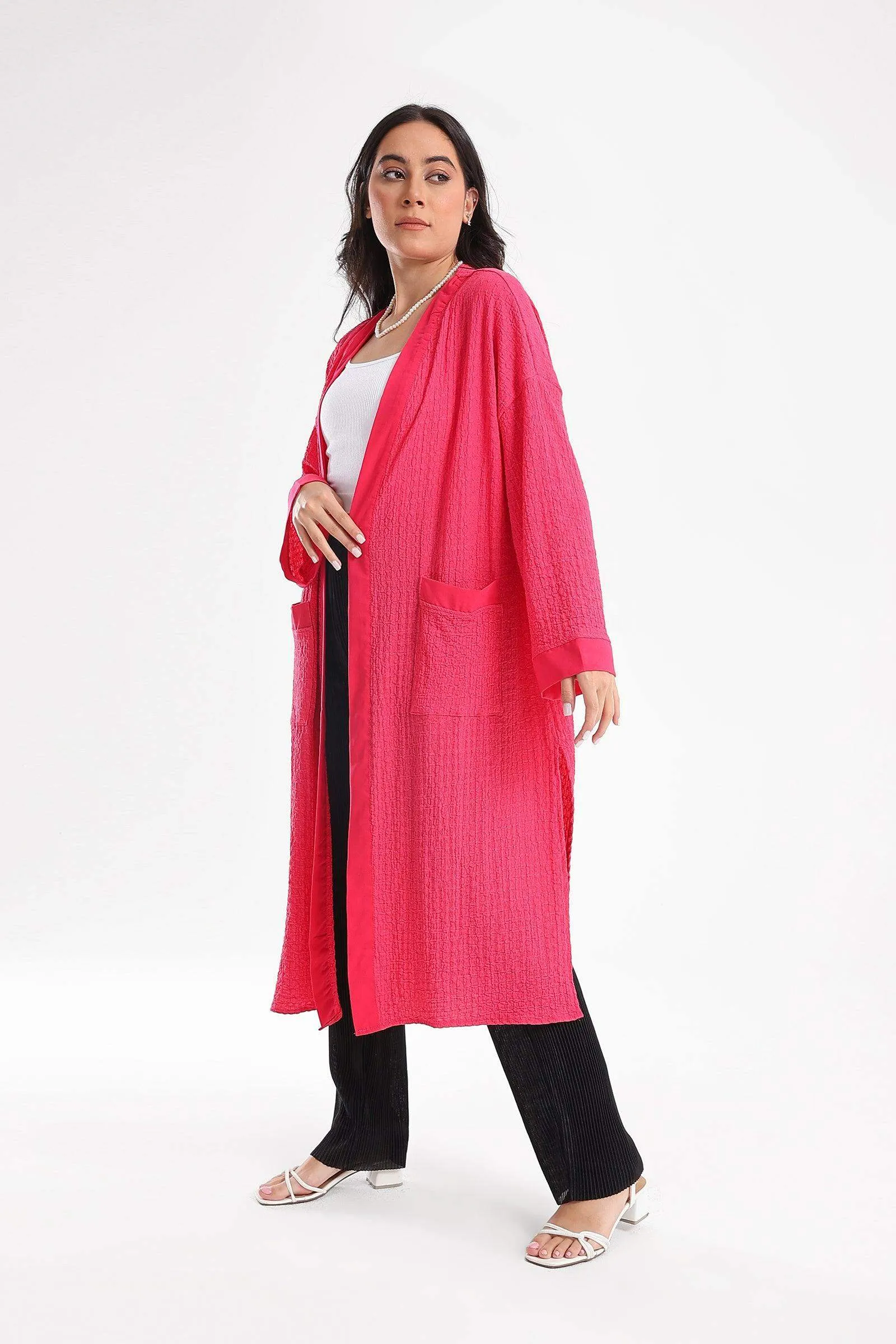 Self Pattern Open Front Kimono