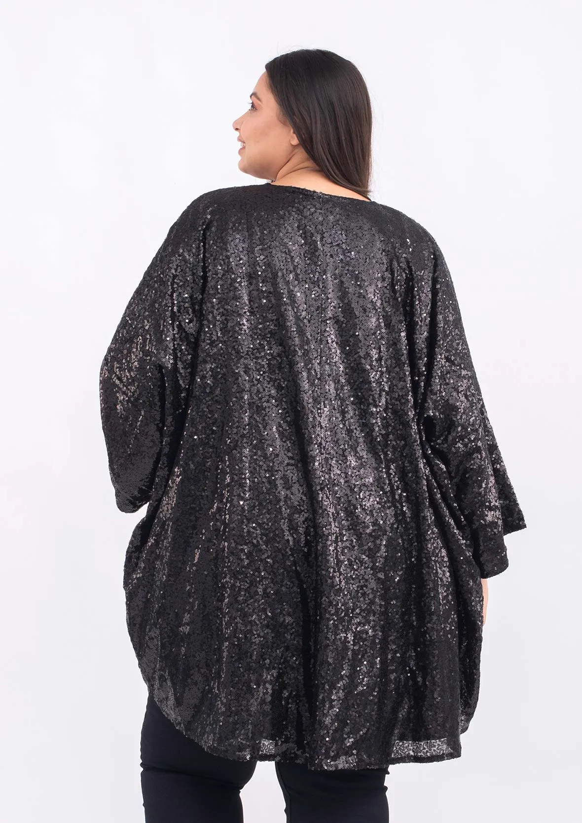 Sequin Open Front Kimono