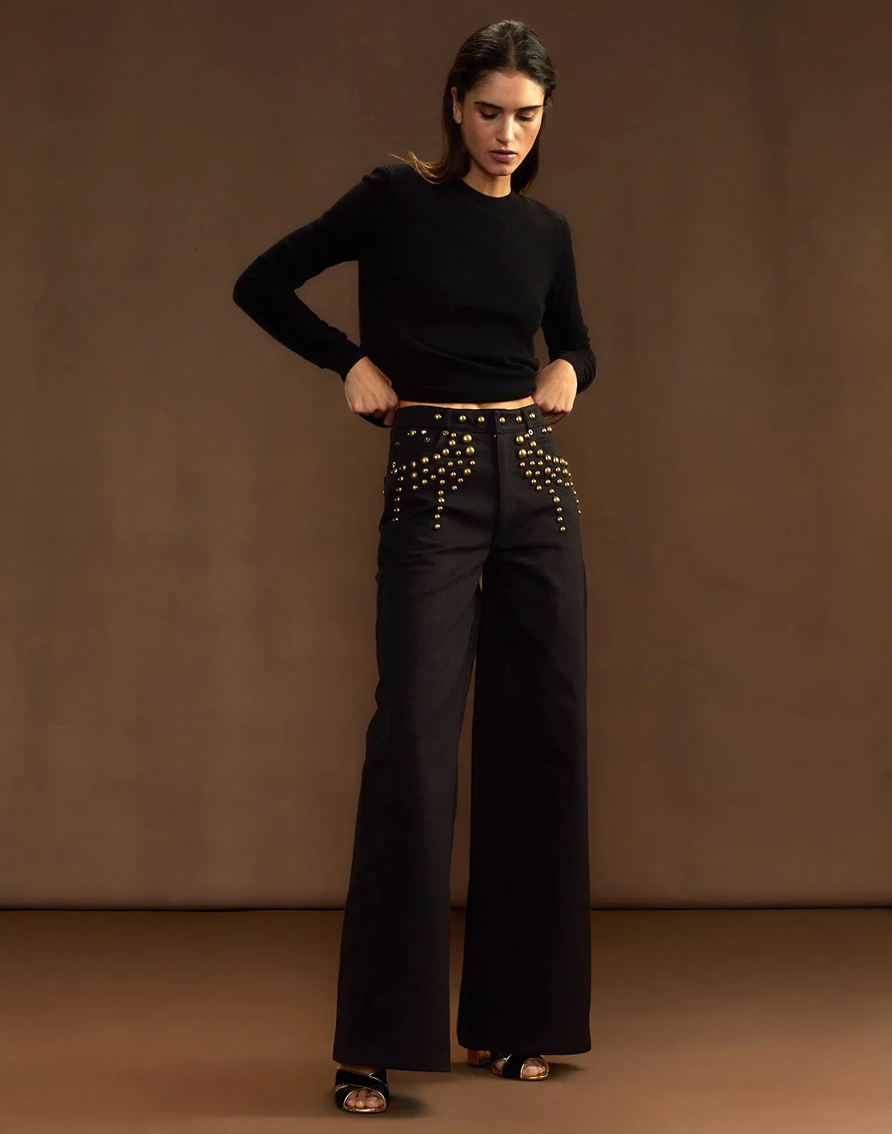 Serena Studded Wide Leg Jeans