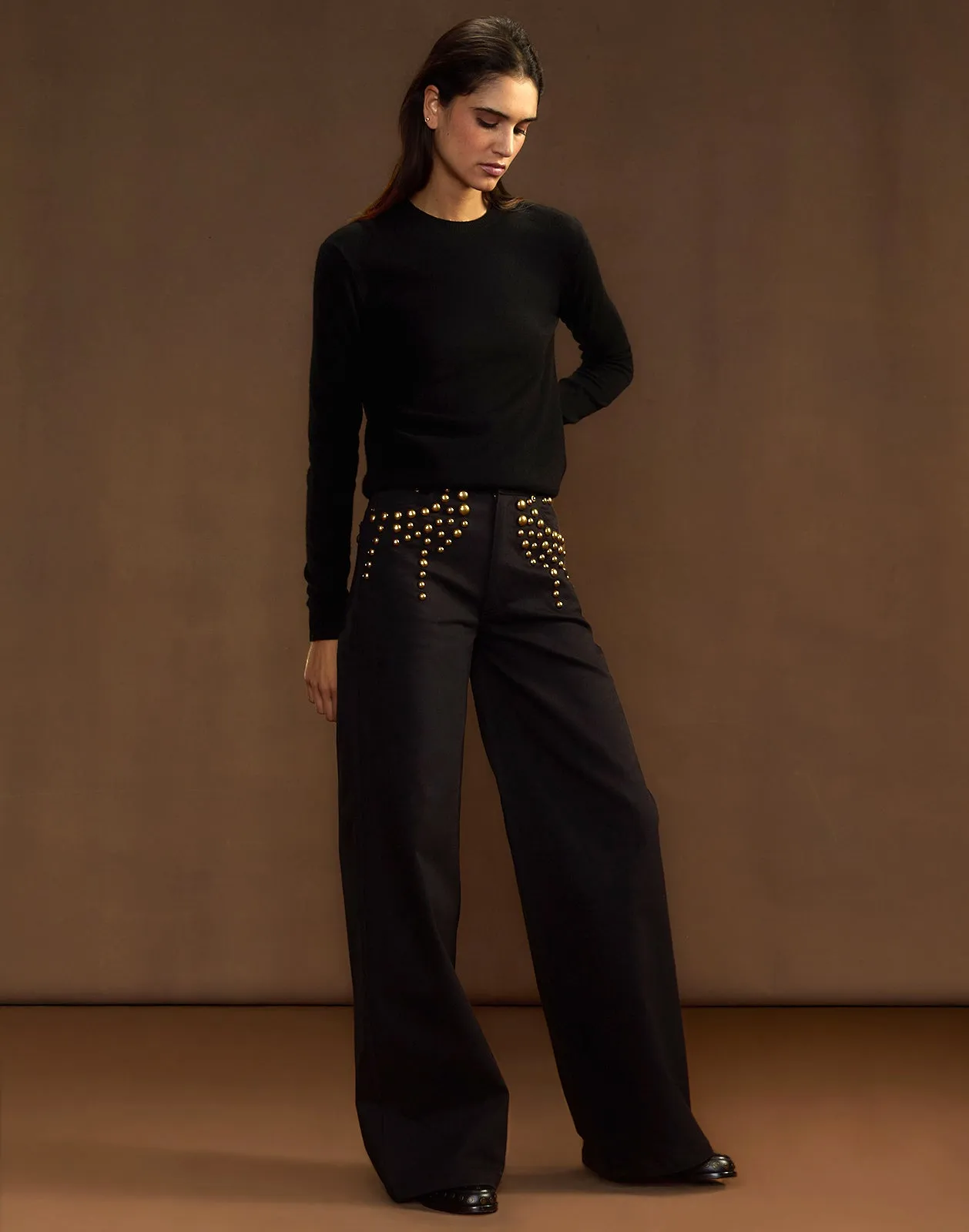 Serena Studded Wide Leg Jeans