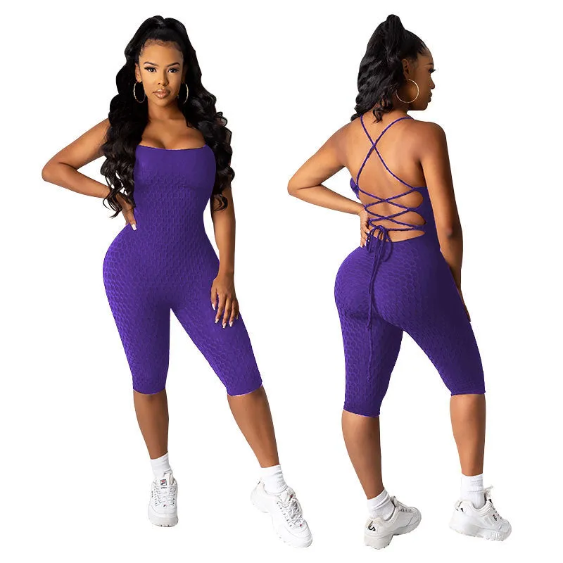 Sexy Bandage Backless Yoga Jumpsuit