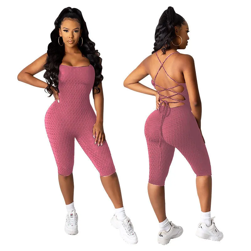 Sexy Bandage Backless Yoga Jumpsuit