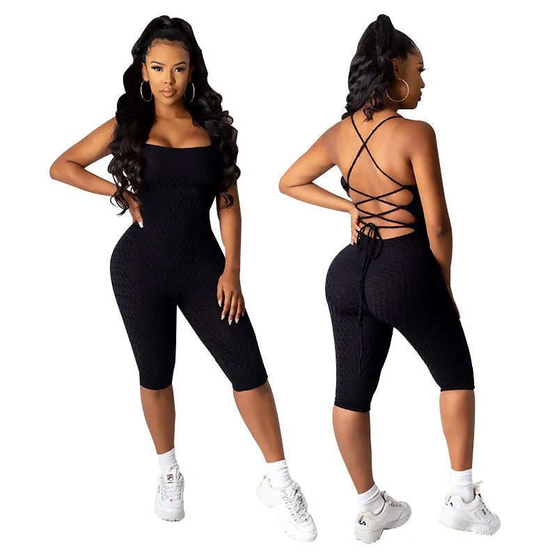 Sexy Bandage Backless Yoga Jumpsuit