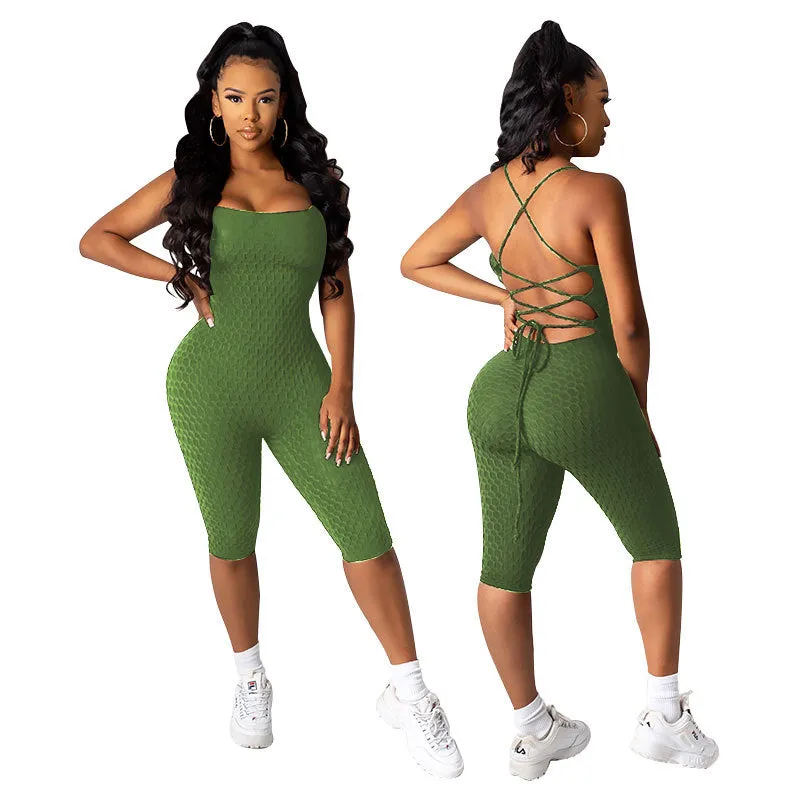 Sexy Bandage Backless Yoga Jumpsuit