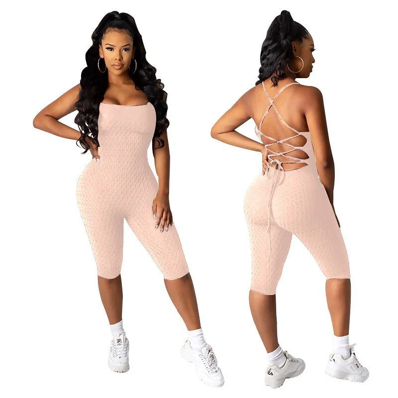 Sexy Bandage Backless Yoga Jumpsuit