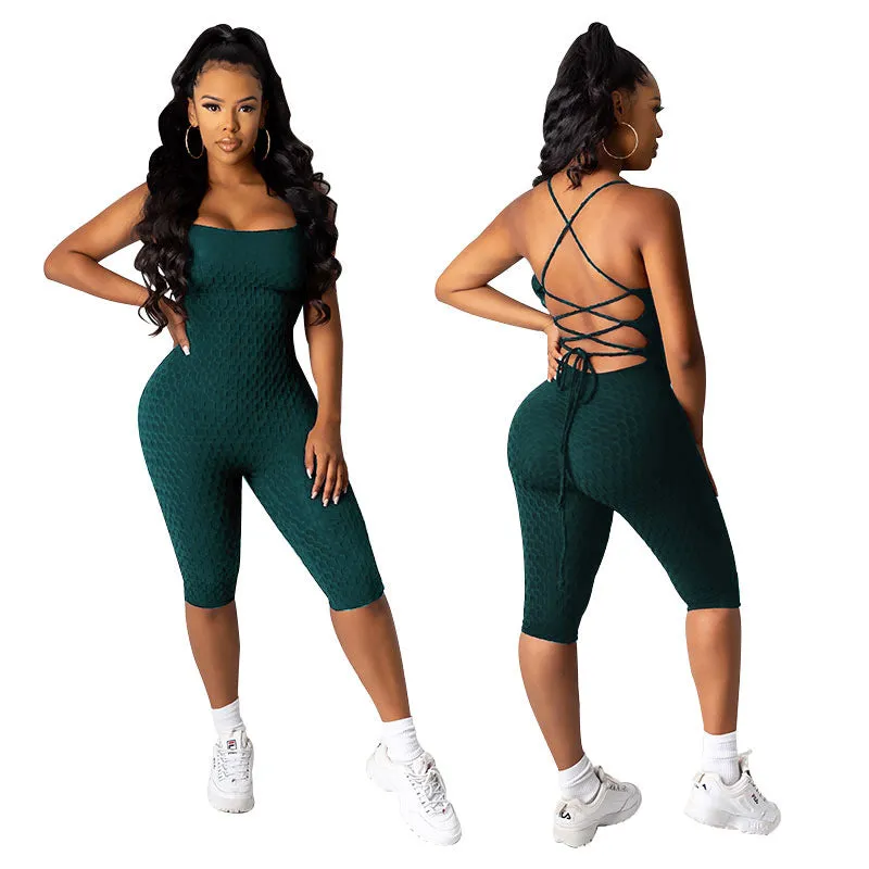 Sexy Bandage Backless Yoga Jumpsuit