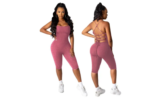 Sexy Bandage Backless Yoga Jumpsuit