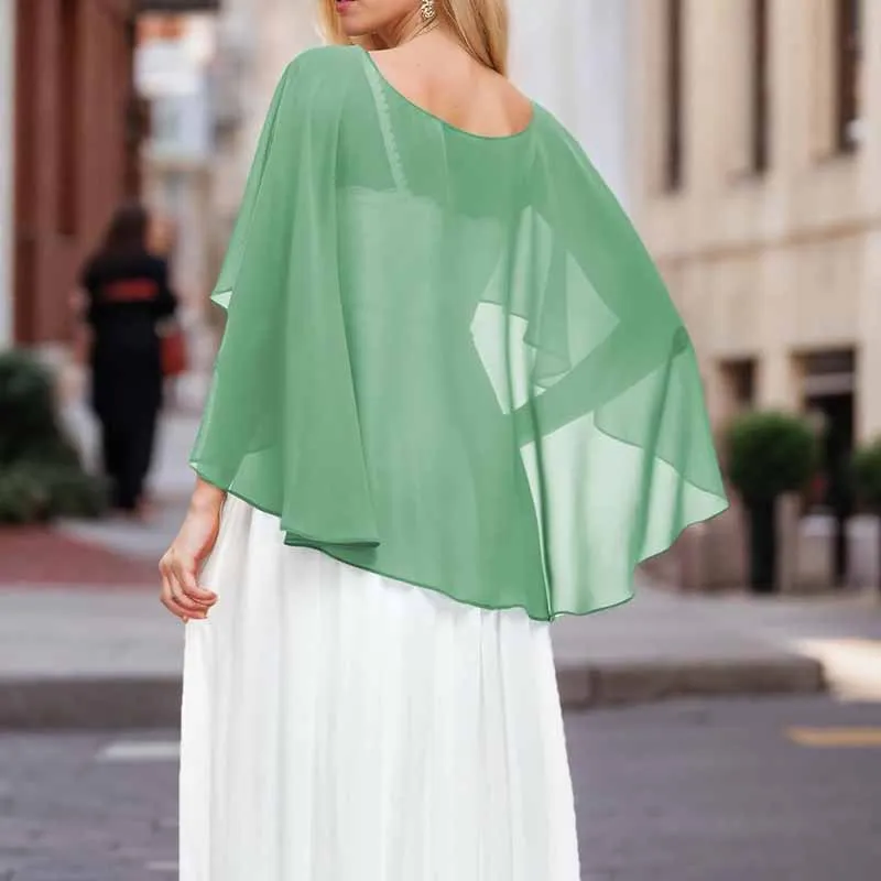 Sheer Shawls Chiffon Capes Wraps For Evening Dresses Soft Wedding Cover Up