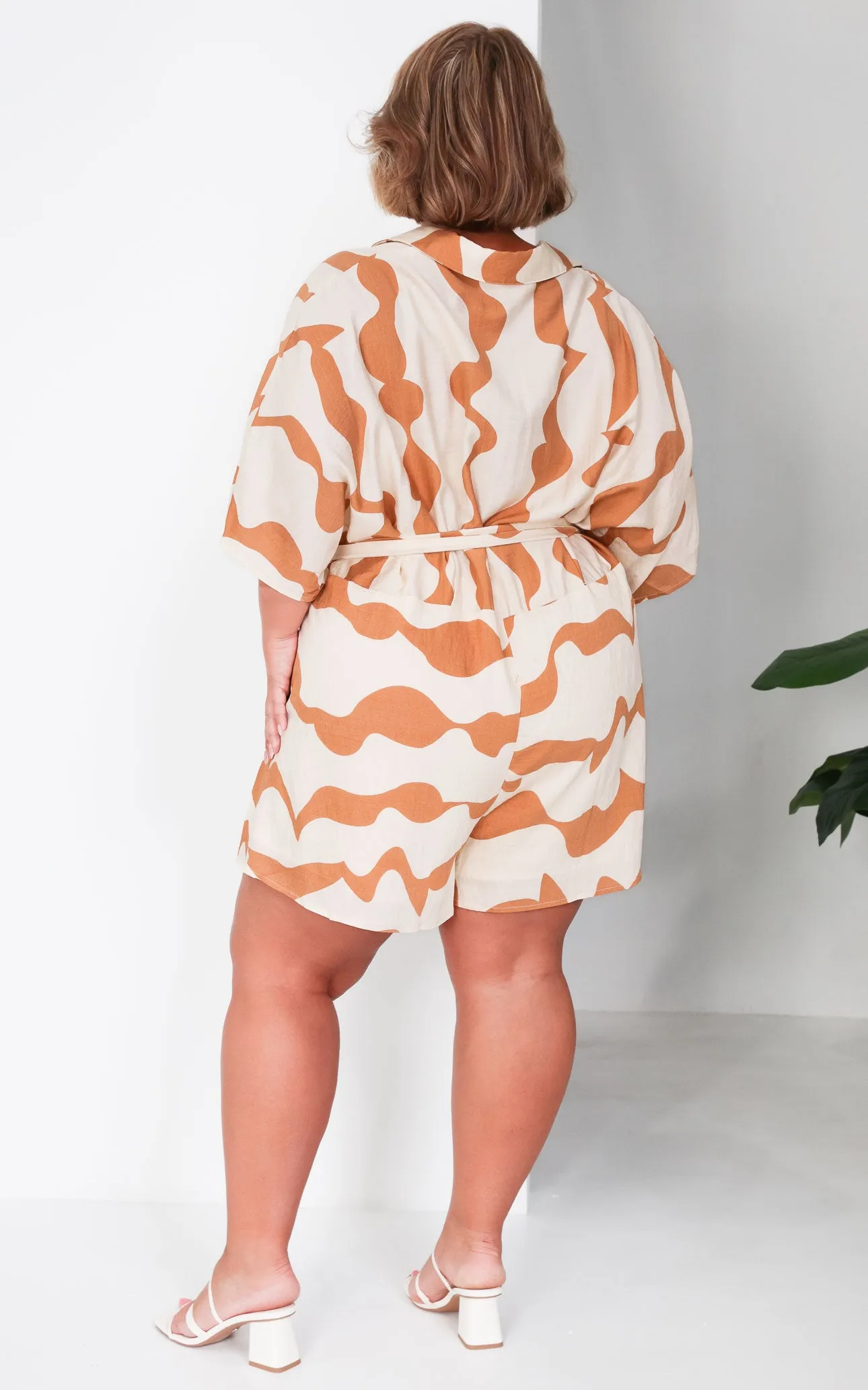 Sheridan Playsuit - Brown Wave Print