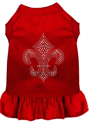 Silver Fleur De Lis Rhinestone Dress Red Med (12)