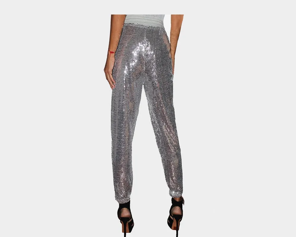 Silver Sequins Weekender pull-on Pants - The Bond Street