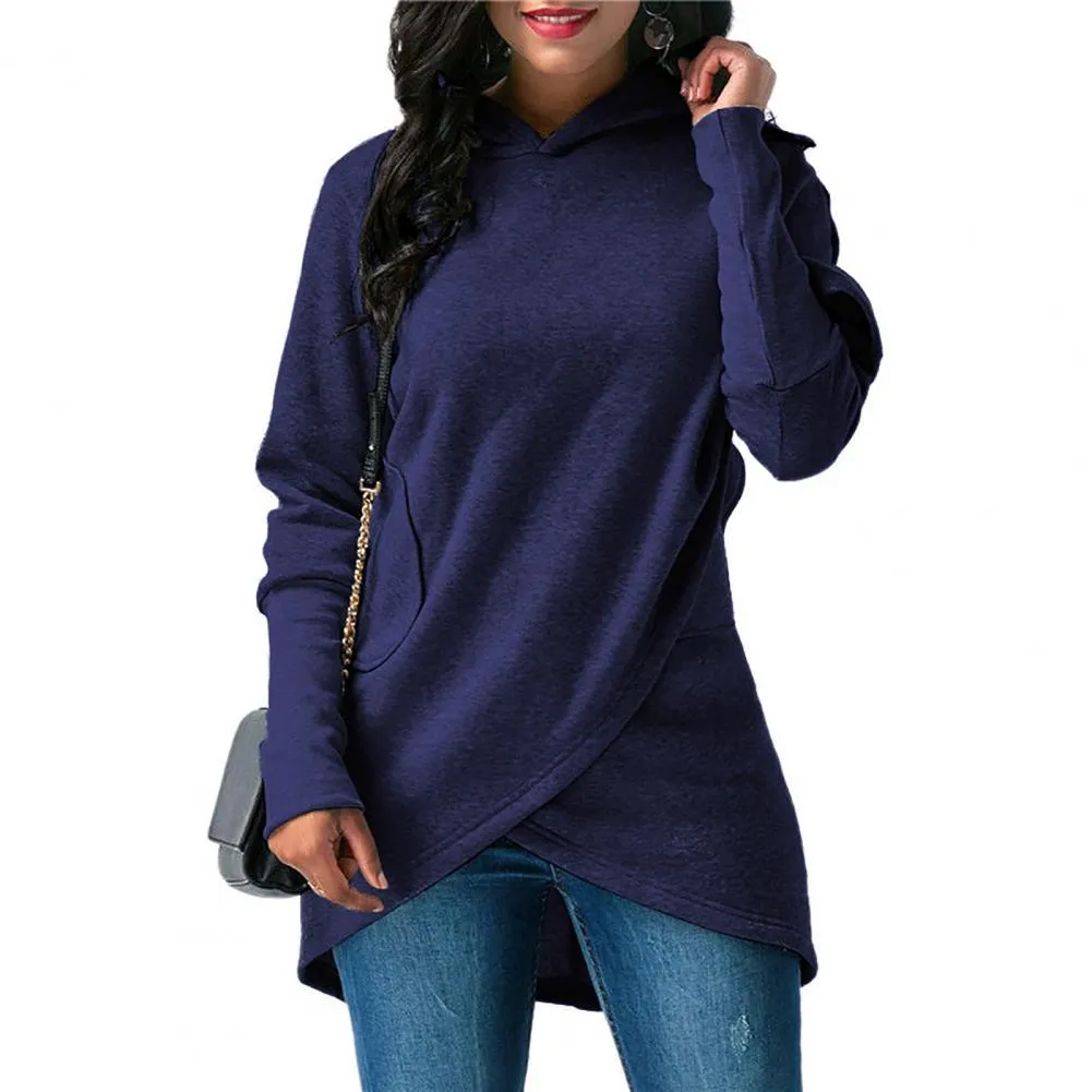 Simple Wraparound Style Everyday Casual Hoodie for Women