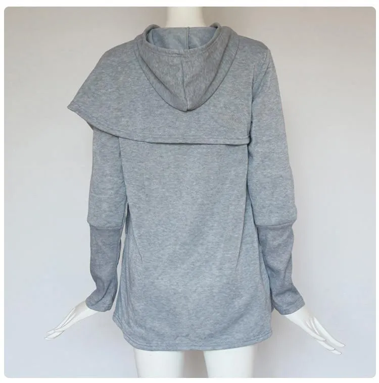 Simple Wraparound Style Everyday Casual Hoodie for Women