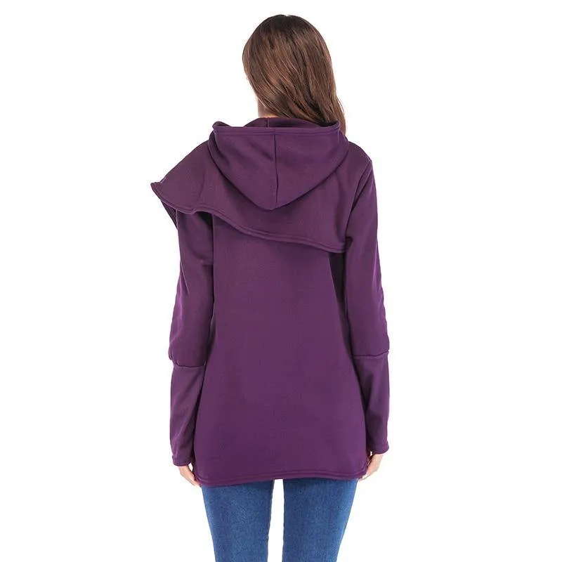 Simple Wraparound Style Everyday Casual Hoodie for Women