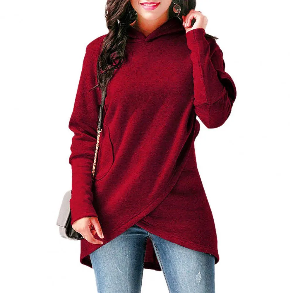 Simple Wraparound Style Everyday Casual Hoodie for Women