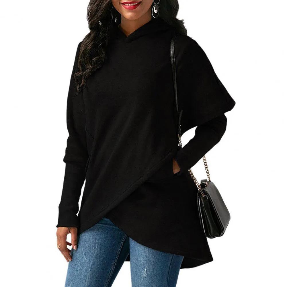 Simple Wraparound Style Everyday Casual Hoodie for Women