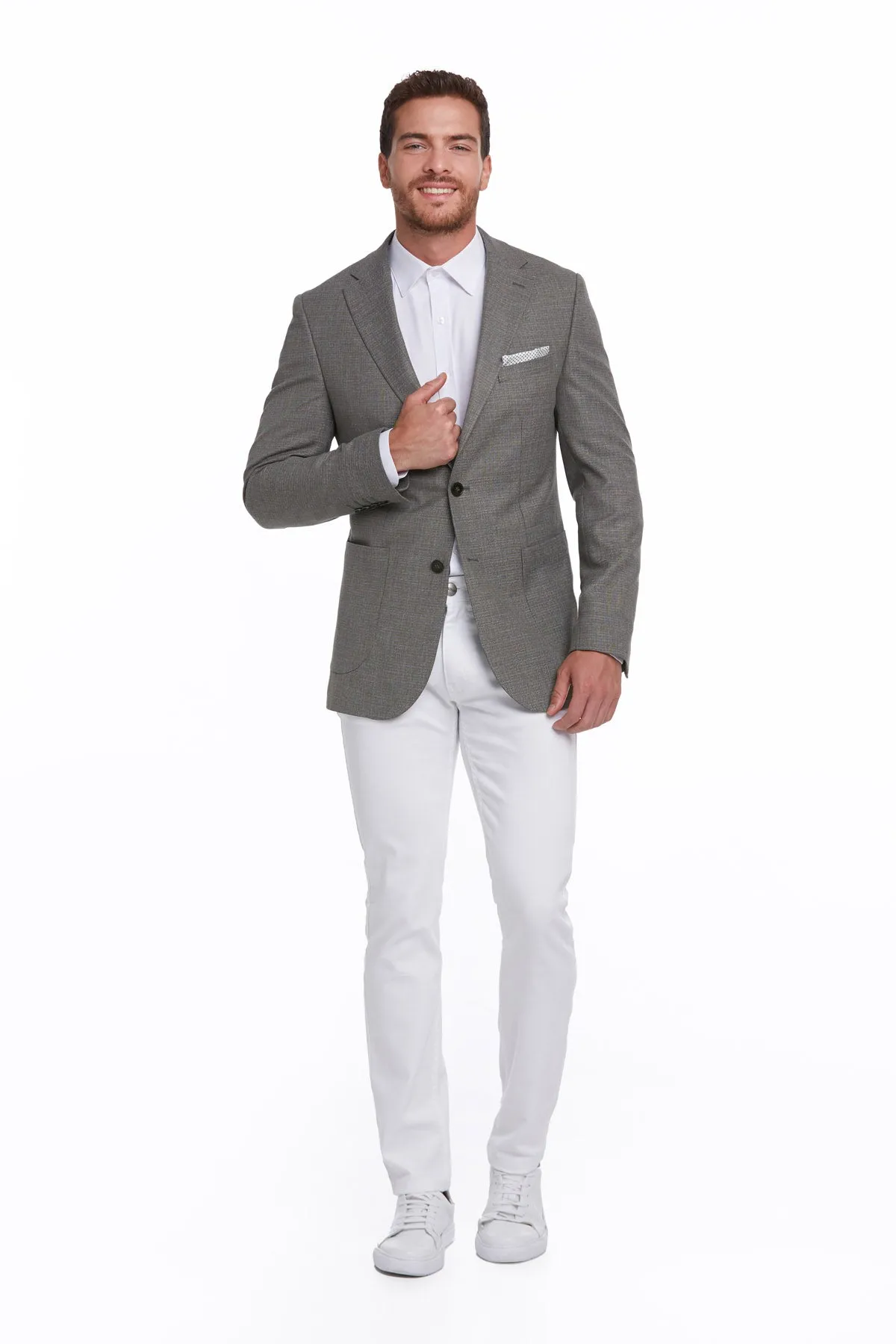 Slim Fit Notch Lapel Khaki Casual Blazer