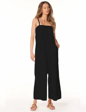 Square Neck Cami Wide Leg Jumpsuit, Black