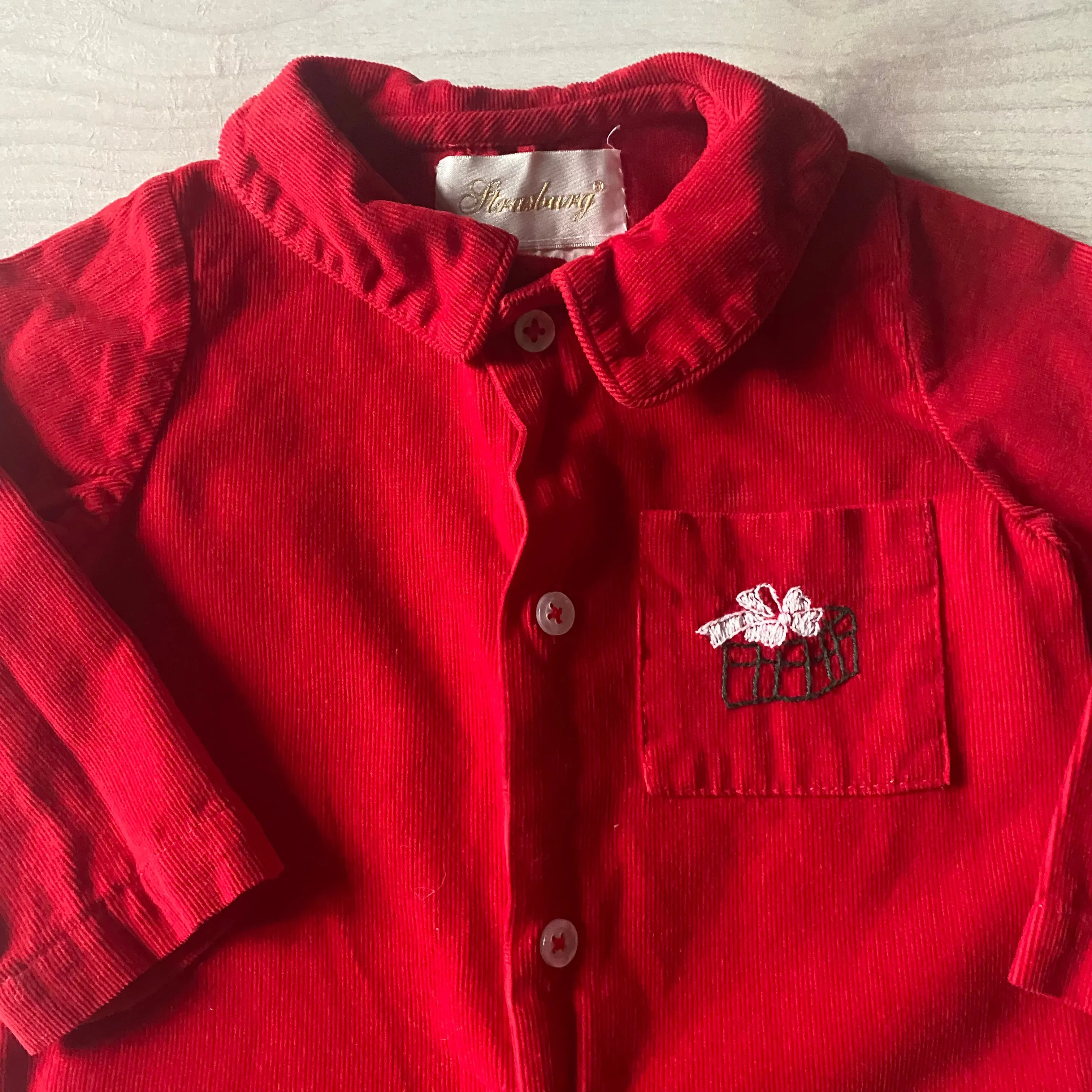 Strasburg Red Corduroy Button Up Romper