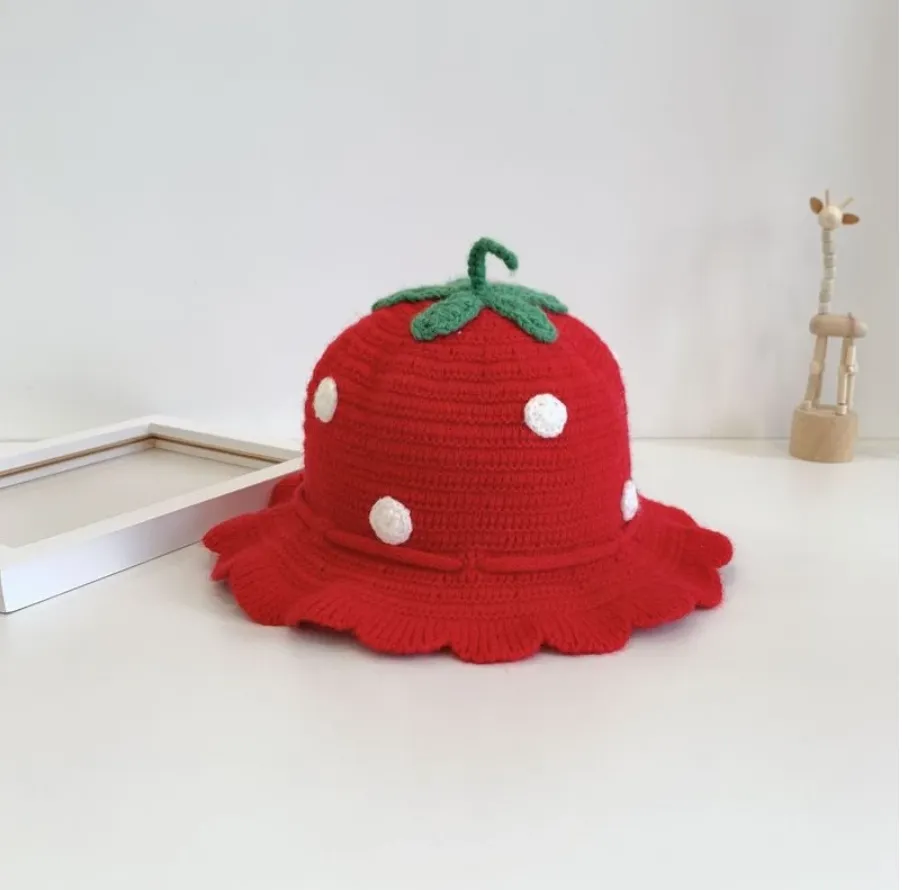 Strawberry Knit Kid's Bucket Hat